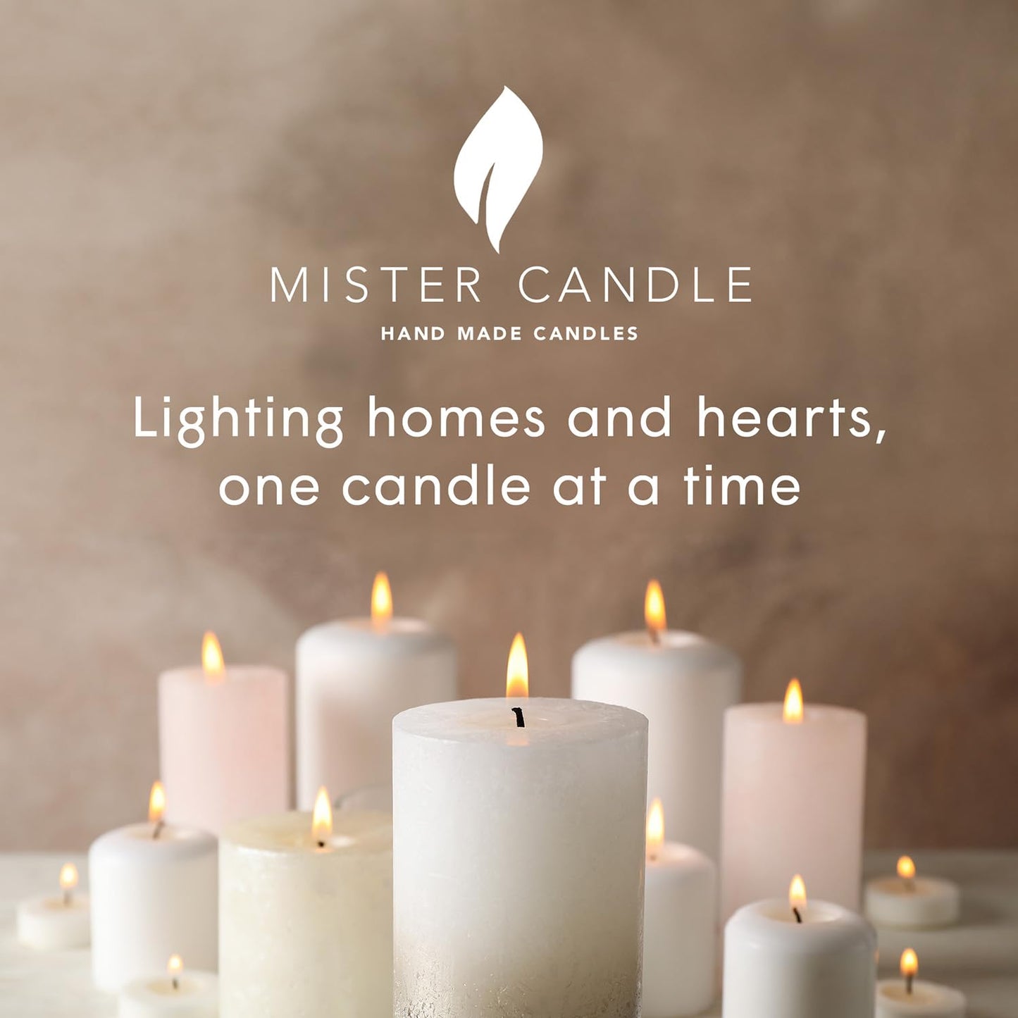 Mister Candle 4" x 4" White Pillar Candles Set of 2 – Unscented, Smokeless, Dripless Handmade Paraffin Wax Candles – Long 80 Hour Burn Time – Decorative Centerpiece & Home Decor Candle Set