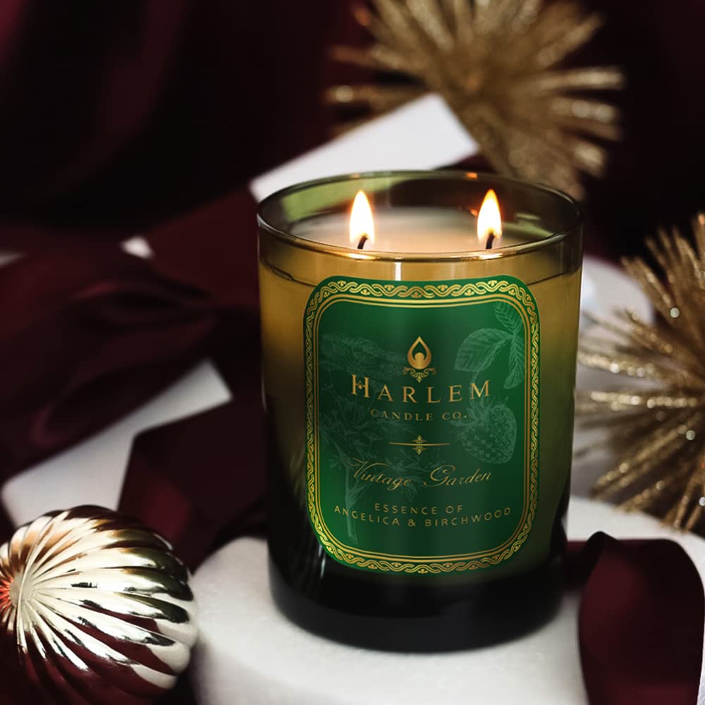 HARLEM CANDLE CO. Vintage Garden - Luxury Scented Soy Candle, 11 oz - 80-Hour Burn Time | Wild Berry, Rose, Absinthe, Angelica, Strawberry Musk, Birchwood | Scented Candles for Home