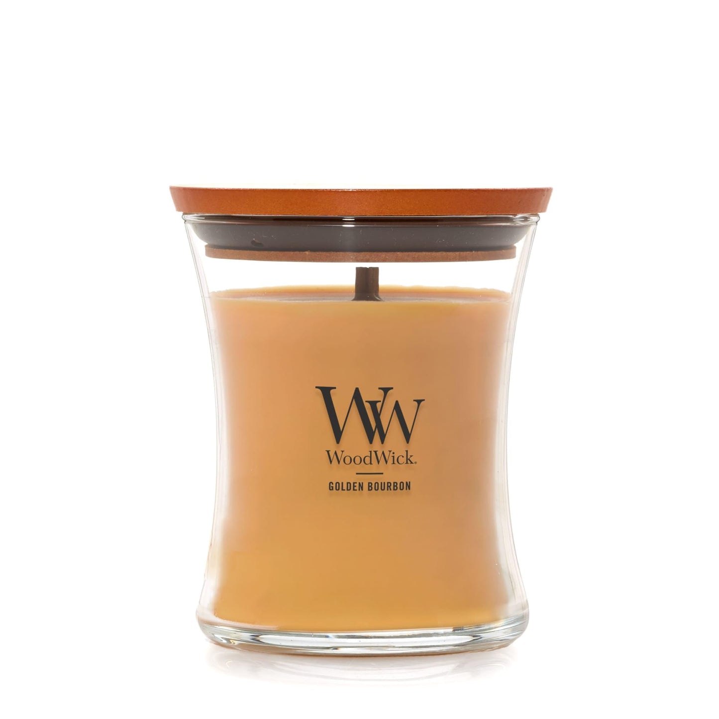WoodWick Golden Bourbon Holiday Candle Gifts for Women and Men, 9.7 oz Medium Hourglass Candle with Crackling Wick