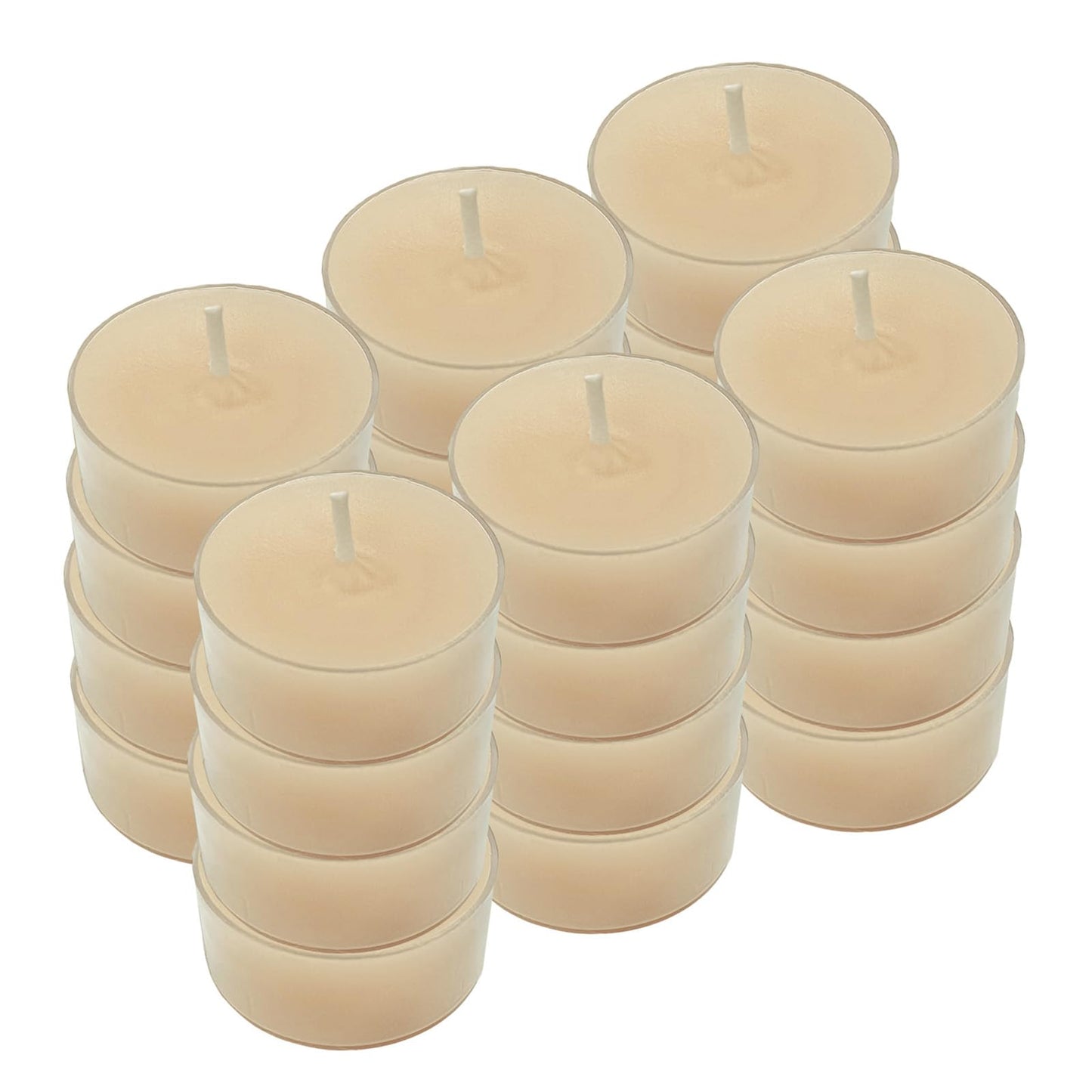 NJAO HOO 24 Pack Bayberry Scented Tealight Candles 6 Hours Burn Beige Tea Candle Clear Cup Small Round Candle for Home Decor and Aromatherapy
