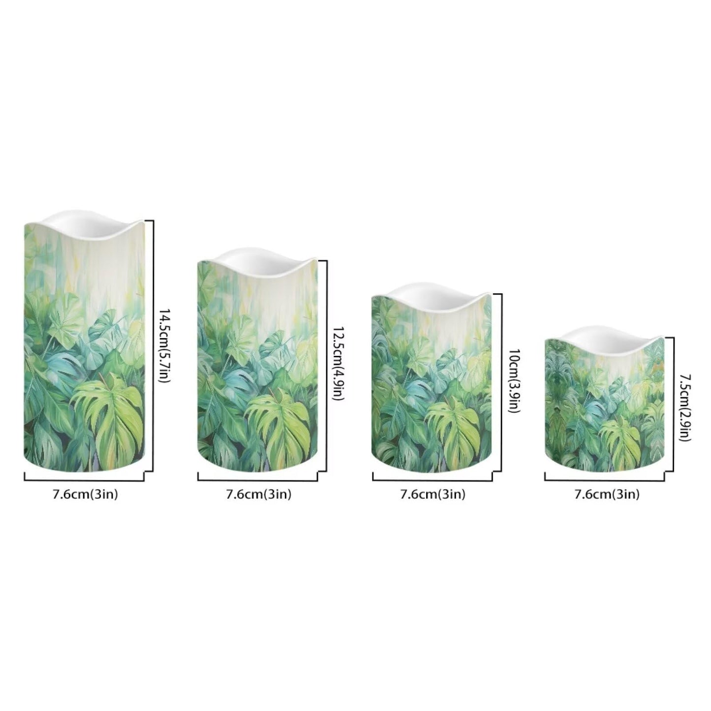 Ystardream Tropical Leaf Flameless Candles with Remote Battery Operated Candles Realistic LED Candles with Remote and Timer Set of 4 for Home Wedding Birthday Decorations