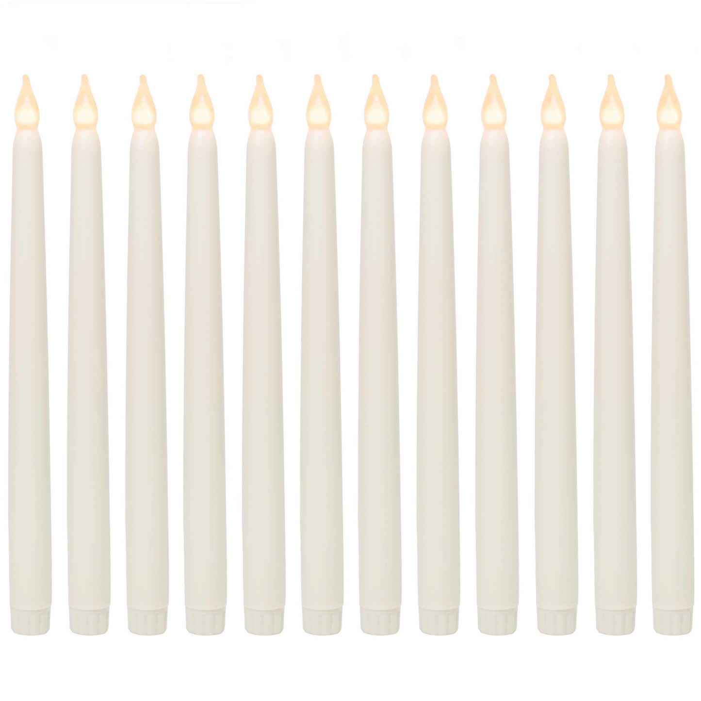 WYZworks 60 Pack, 11" LED Flameless Ivory Real Wax Taper Flickering Candles Lights, Battery Operated Candlesticks for Holiday Christmas Valentine Menorah Candelabra Home Wedding Window Décor