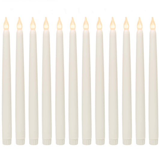 WYZworks 60 Pack, 11" LED Flameless Ivory Real Wax Taper Flickering Candles Lights, Battery Operated Candlesticks for Holiday Christmas Valentine Menorah Candelabra Home Wedding Window Décor