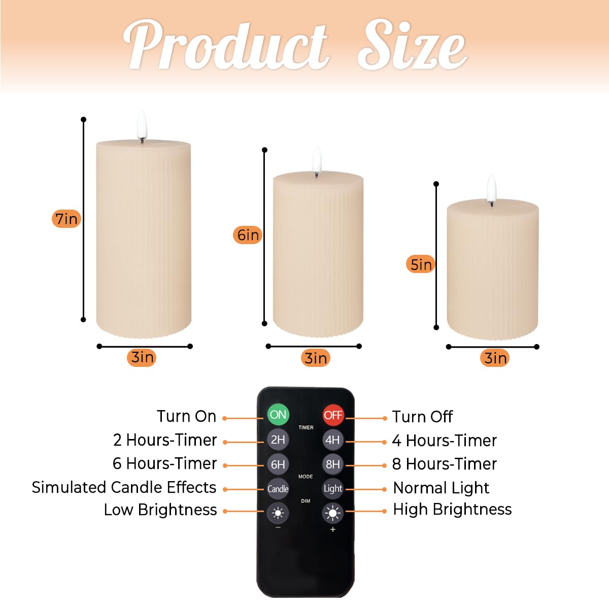 NICE POINT Rechargeable Flameless LED Pillar Candles–Luminous Real Wax Indoor Home Decor–Set of 3, Realistic Flickering LED Flame,Remote & Timer(Light Khaki)