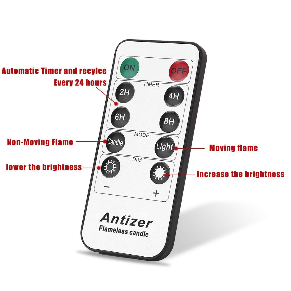 antizer Flameless Candles Birch Bark Effect Battery Operated Candles 4" 5" 6" 7" 8" 9" Set of 9 Real Wax Pillar LED Candles Each Candle 2.2" Diameter with 10-Key Remote Control 2/4/6/8 Hours Timer