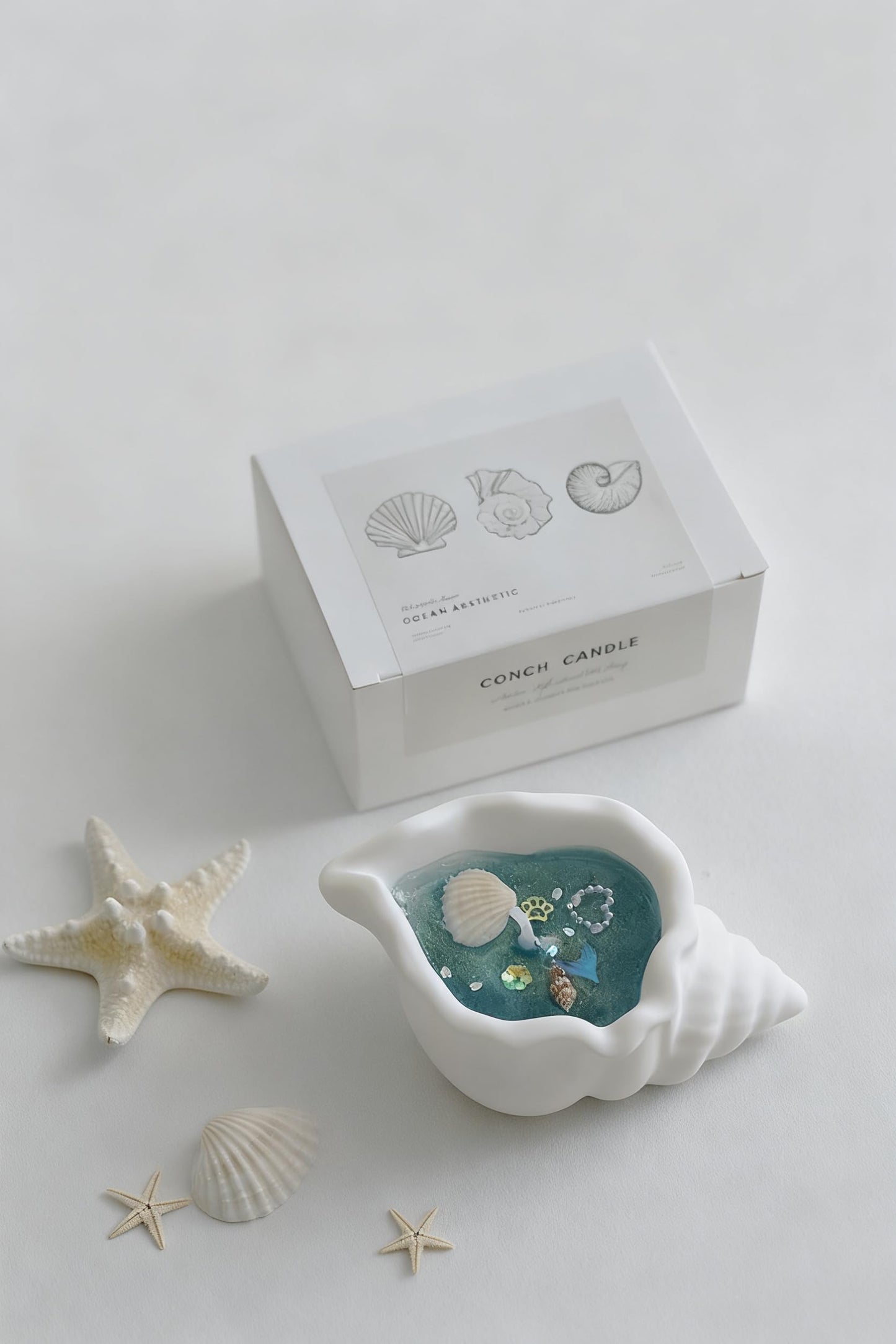 Seashell Aromatherapy Candle - Ocean-Scented Soy Wax Candle in Conch Shell Holder, Coastal Home Decor, Relaxing Beach Fragrance, Gift for Women/Men