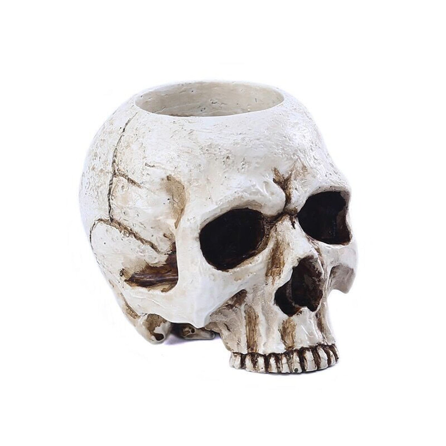 VICDUEKG Skull Candle Holder Skeleton Candlestick Holders Spooky Tealight Cup Gothic Decor Resin Candlestick Crafts for Halloween Christmas Home Party Graveyard Outdoor Bar Decoration, White, 1 Pieces