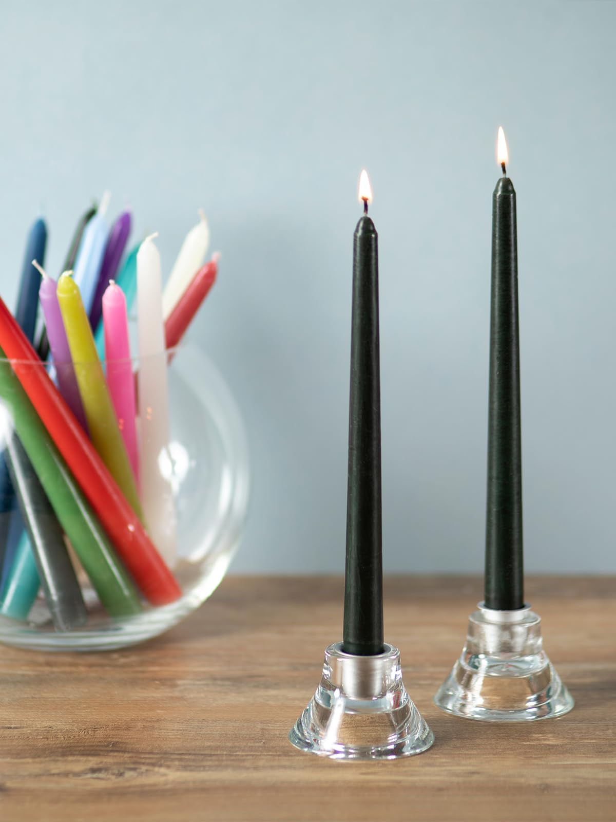 CANDWAX Black 10 inch Taper Candles Pack of 4 - Unscented Smokeless Dripless Tall Candle Sticks - Perfect for Home Decor, Special Occasions and Ordinary Events - Black Taper Candles