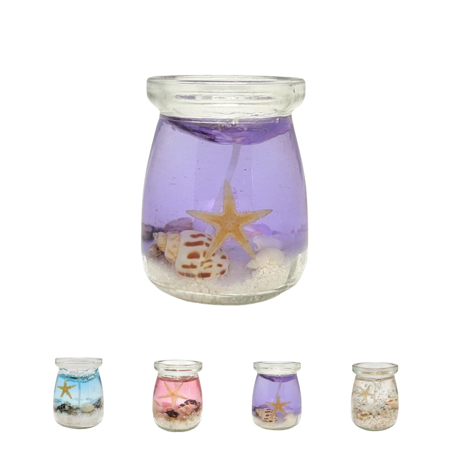 Ocean Theme Gel Candle, 7.05oz Jelly Candle, Blue, Purple, Pink, Transparent, Aromatherapy Candle, 2.76" x 2.36" x 2.36" Handmade Candles for Meditation SPA Relaxation Yoga(Purple)