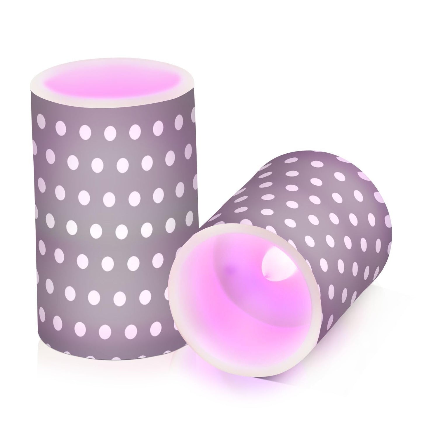 Kigai Flameless Candles, Polka Dots Grey White Flickering Flameless Candle Set of 2, LED Candles Battery Operated with 18-Key Remote for Wedding, Festival, Home Decor