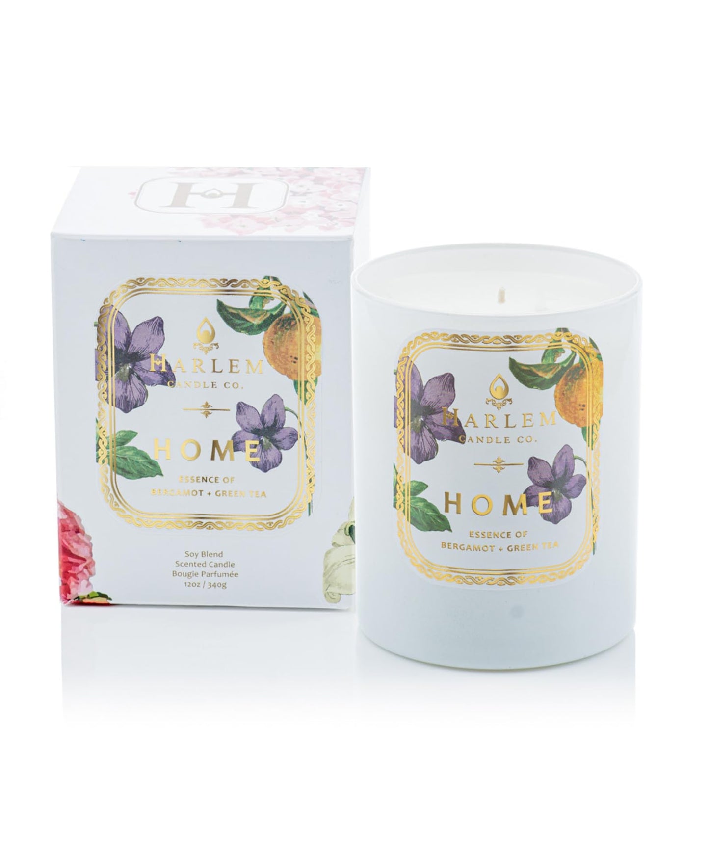 HARLEM CANDLE CO. Home - Luxury Scented Soy Candle, 11 oz - 80-Hour Burn Time | Bergamot, Jasmine, Sandalwood, Mandarin Orange and Green Tea Leaves | Scented Candles for Home