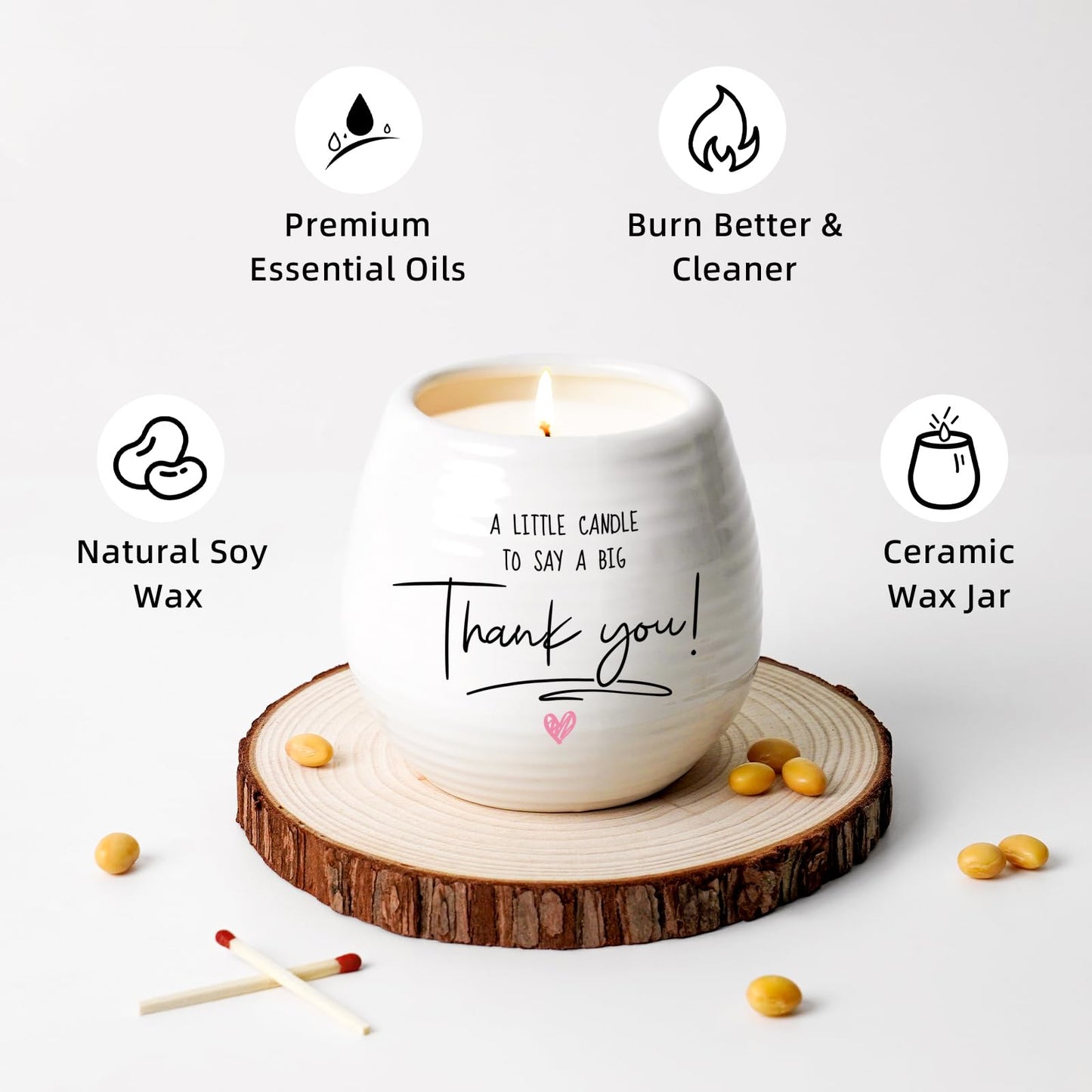 Thank You Gifts for Women Men, 10 Oz Handmade Ceramic Lavender Scented Candle, Hostess Gifts for Women, Thank You Candle, Appreciation Gift for Women Teacher Nurse Doctor Friends Coworkers Employee