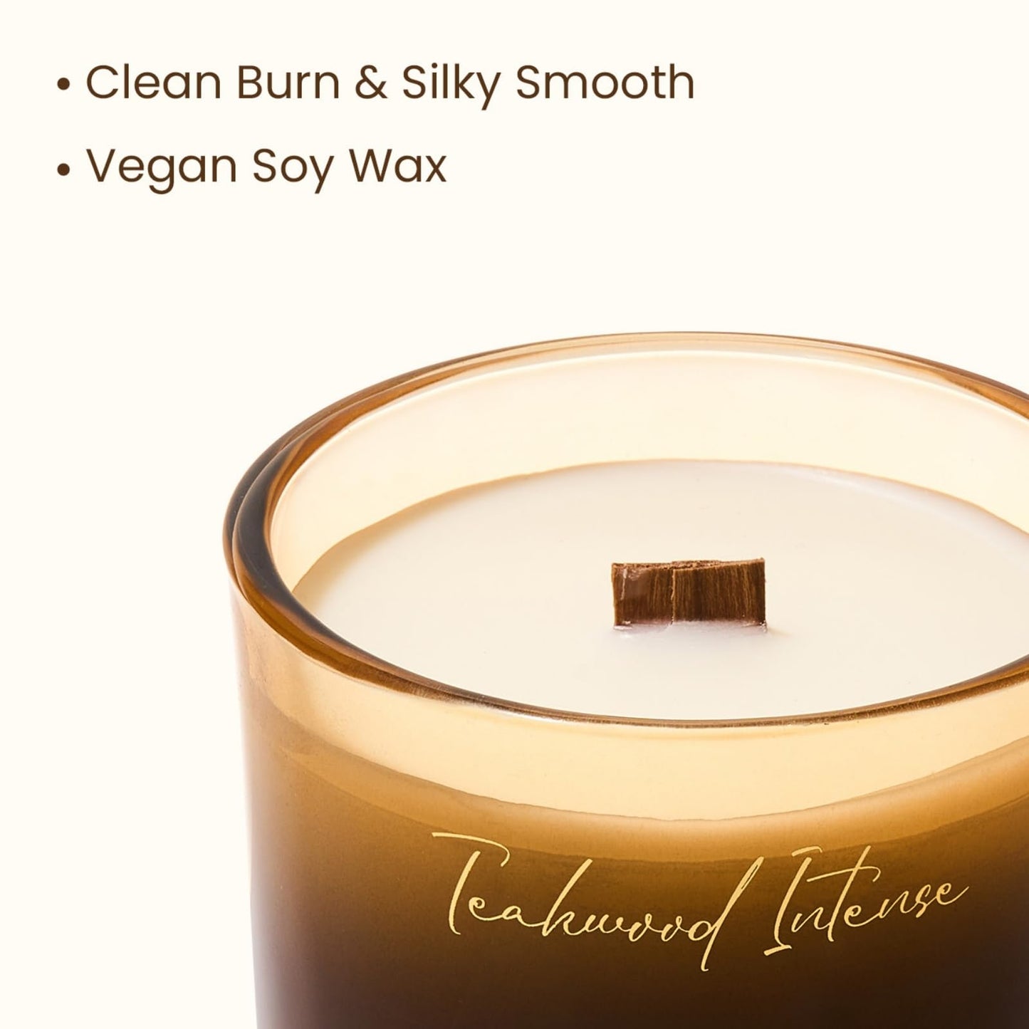 M&SENSE 9.9oz Natural Soy Wax Jar Candle with Wooden Wick | Teakwood Intense Scent | 55-Hour Burn & Long-Lasting Burn | Housewarming Gift for Men and Women