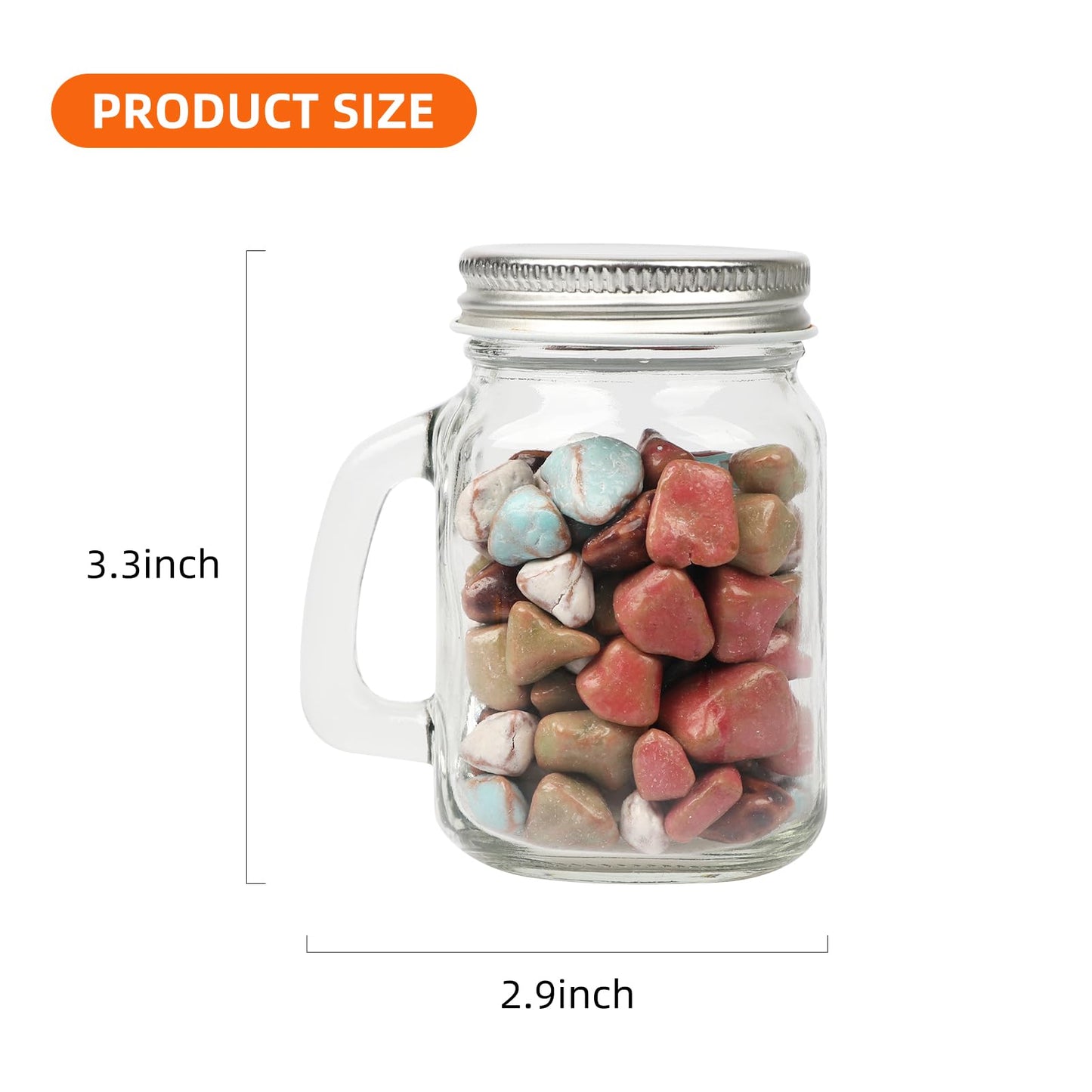 Homelike Style 4 oz Mini Mason Jar Mugs with Handle, Small Glass Jars with Airtight Metal Lids, 12 Pack Empty Glass Mugs for Gift Party Wedding Candle and Favor