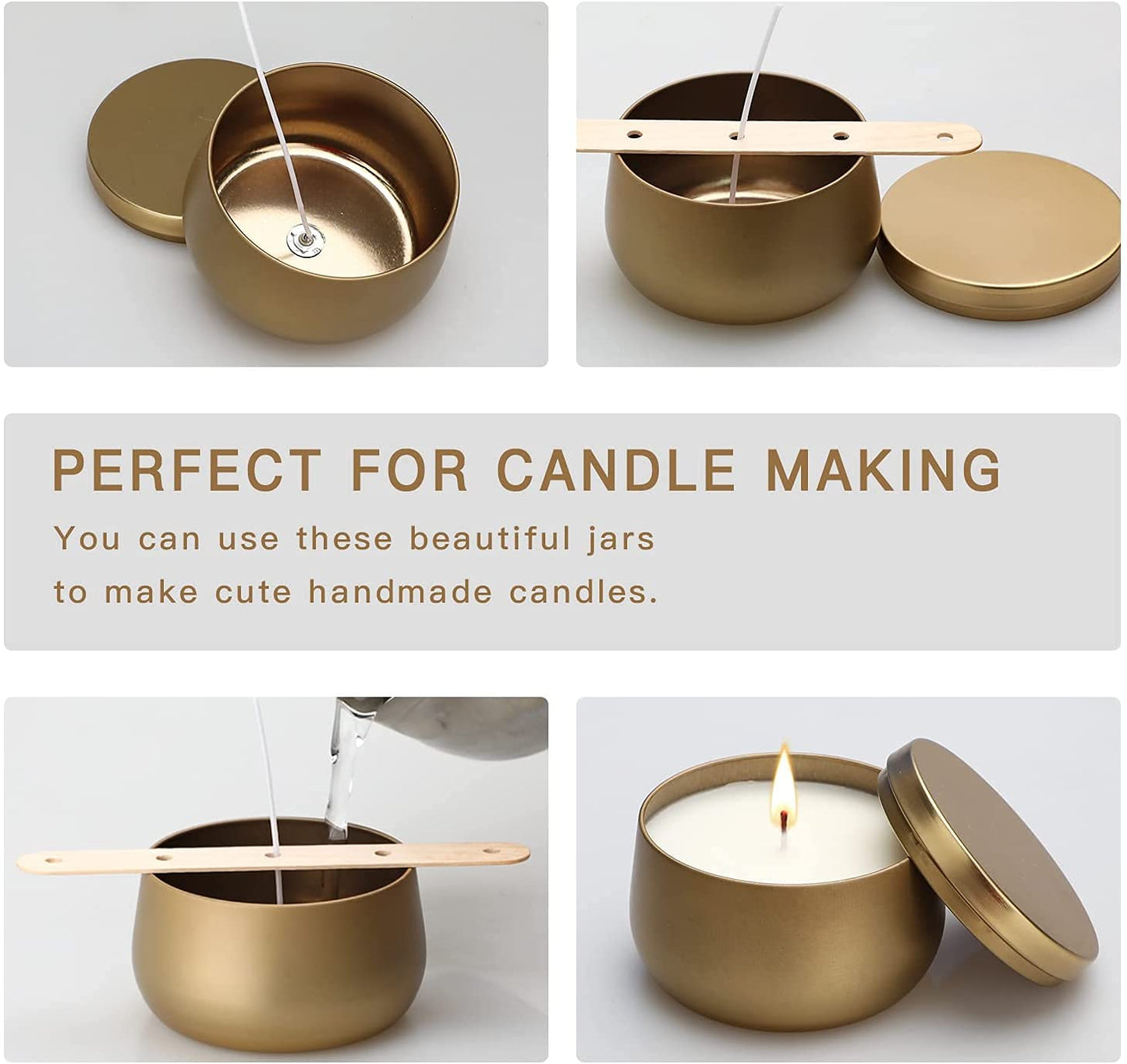 8oz Candle Tins 24 Pieces,Candle Jars Candle Containers with Lids, 8 oz, for Candles Making, Arts & Crafts, Storage, and Gifts (BLACK 12PCS+GOLD 12PCS)