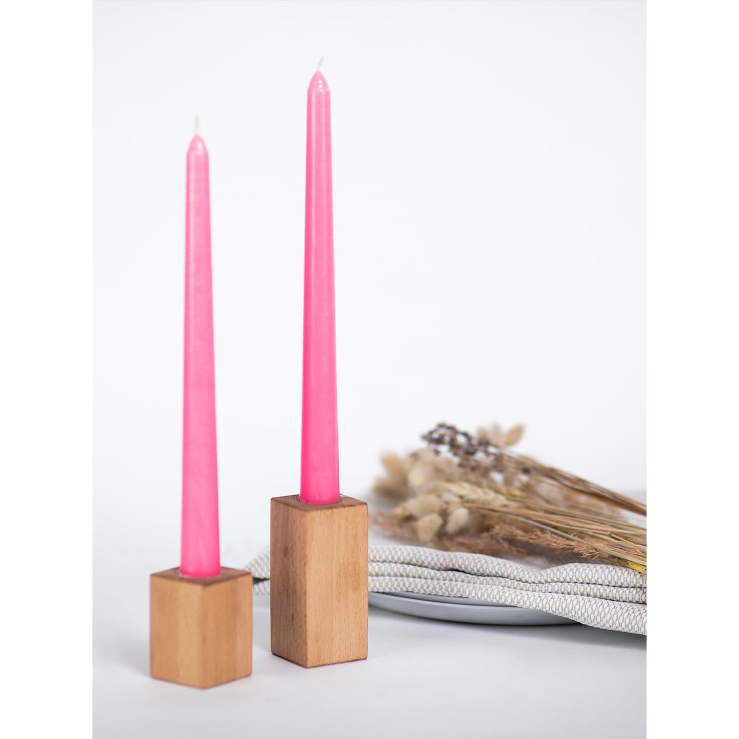 CANDWAX 8 inch Pink Taper Candles Pack of 4 - Unscented Smokeless Dripless Tall Candlesticks - Perfect as Easter Candles and for Holidays, Ordinary Dinners and Special Occasions - Pink Candle Sticks