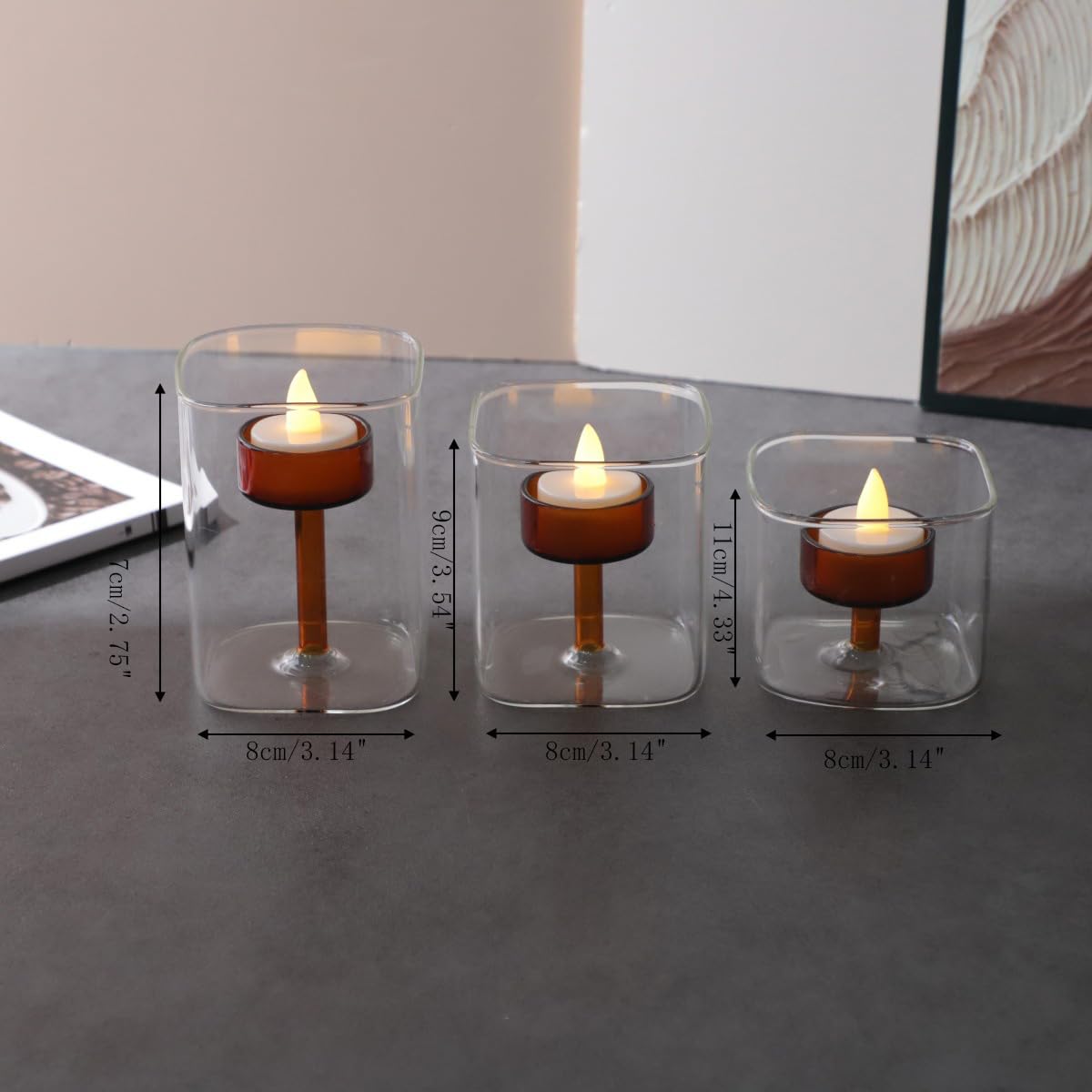 Maimeili Glass Candle Holder Hurricane Crystal Decorative Candle Fits Standard Tealight for Table Wedding Dinning Centerpieces Party Supplies Home Decor