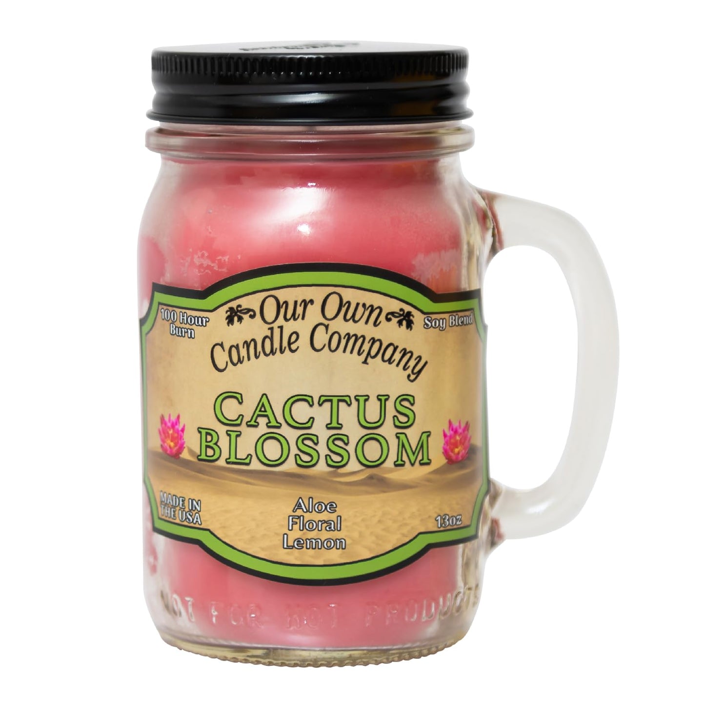 Our Own Candle Company, Cactus Blossom Scented Mason Jar Candle, 100 Hour Burn Time, 13 Ounces