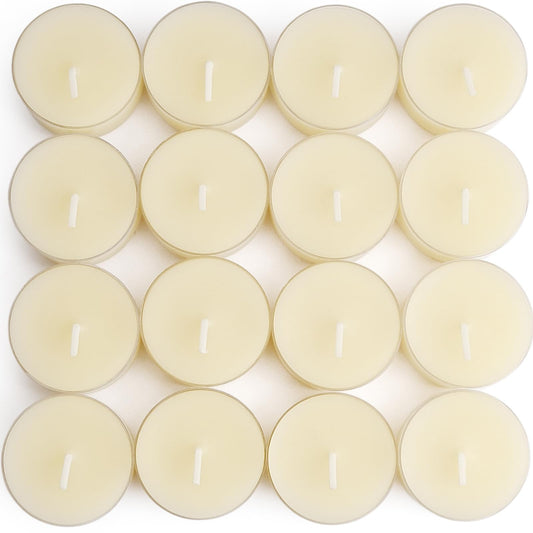JONERAY 16 Packs Natural Beeswax Tealight Candles,4 Hour Extended Burn Time,Dripless & Smokeless Beeswax Candles (Ivory)