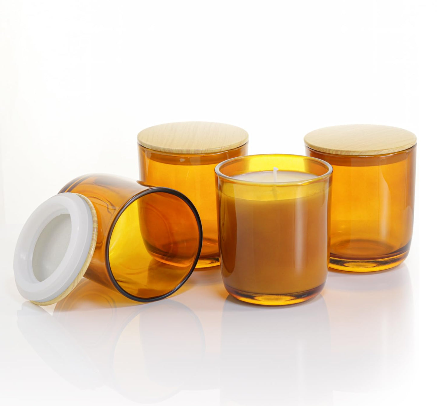 Aroparc Candle Jars for Candle Making 10oz U Sharp Tumbler Jars for Candle DIY, Bulk Candle Jars 12 Jars+12 Bamboo Lids