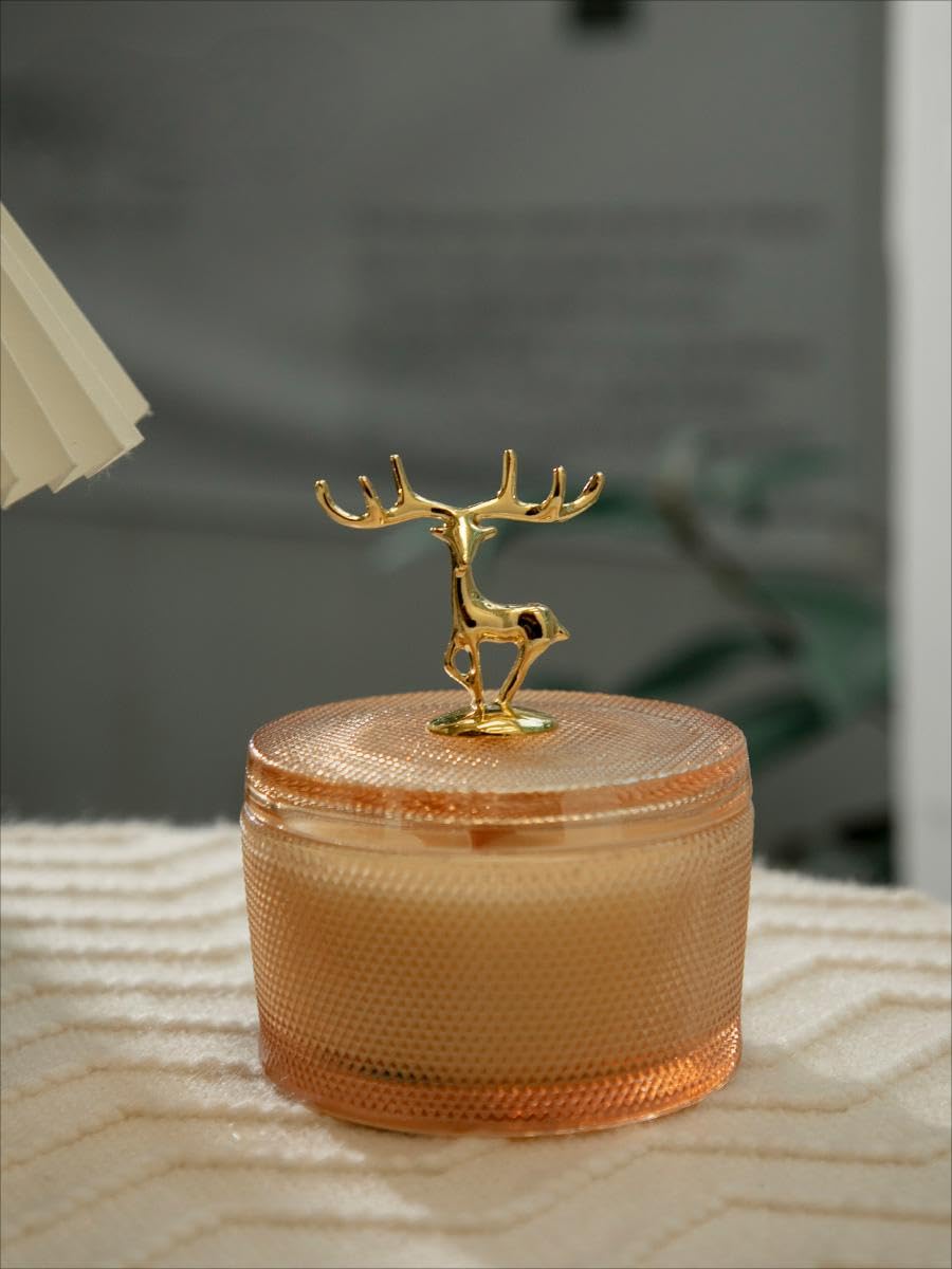 Pandachilla Aroma Candle Osmanthus Cute Deer Antlers Glass Container Aromatherapy Candle 12.35 Ounces Burn time 50h (Osmanthus)