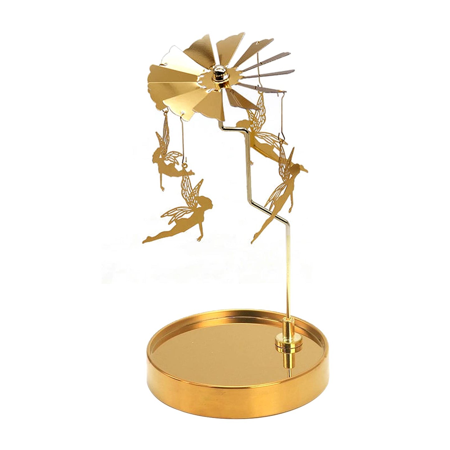 PhantomSky Rotating Candle Carousel Metal Tea Light Candle Spinner Holder, Candlestick Holders for Wedding Birthday Valentine's Day Christmas Party Decoration Home Decor Gifts - Golden Fairy