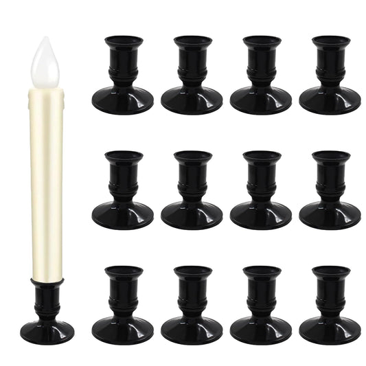 Taper Candle Holder Set of 12, Matte Black Candlestick Holders, Vintage Metal Candle Stick Holders for Dinner Room Table Centerpiece, Mantel Wedding Anniversary, Party Decor, Housewarming Gifts
