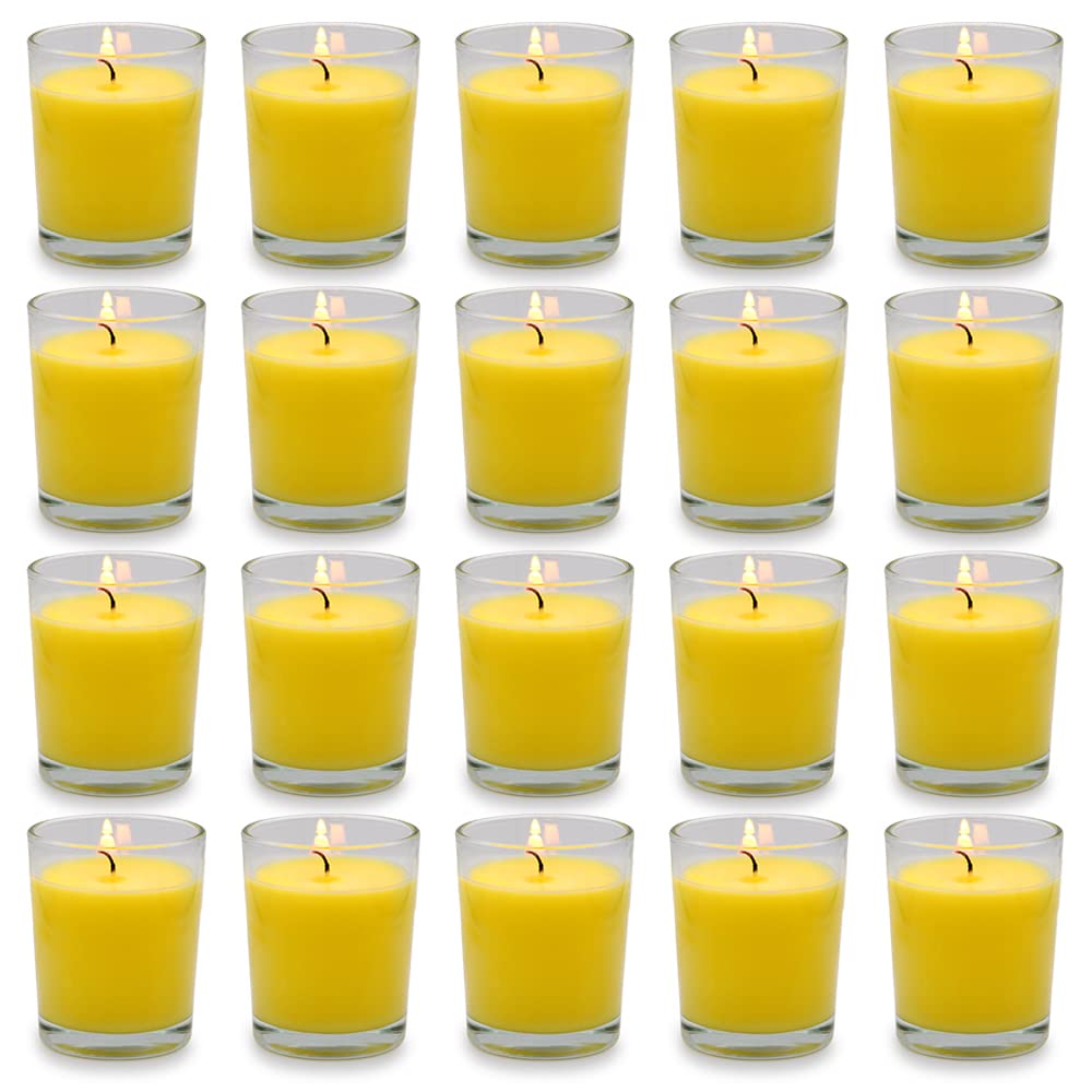 Small Citronella Candles Outdoor and Indoor Soy Wax Votive Candles for Party Dinner and Camping - 12 Hours Burn Time, Set of 20