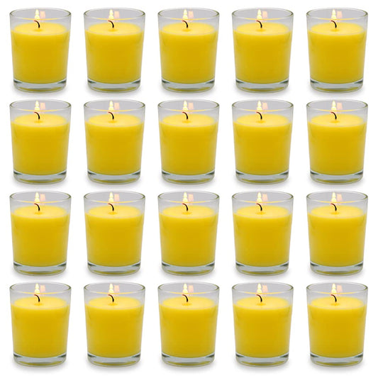 Small Citronella Candles Outdoor and Indoor Soy Wax Votive Candles for Party Dinner and Camping - 12 Hours Burn Time, Set of 20