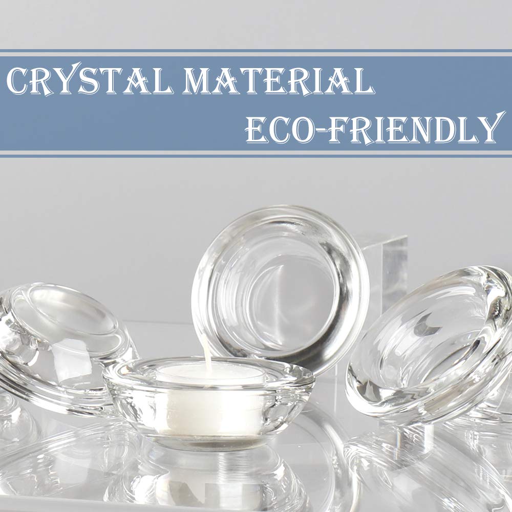 ELIVIA Clear Tealight Candle Holders - Set of 24, Round Chunky Glass Candle Holder, 3" Diameter - CH01