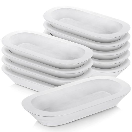 Nuogo 10 Pack Wooden Dough Bowls Bulk for Candles Making Decorative Rustic Dough Bowls Vintage Farmhouse Wooden Table Centerpiece for Wedding DIY Home Crafts Supplies Decoration(12.5 Inches,White)