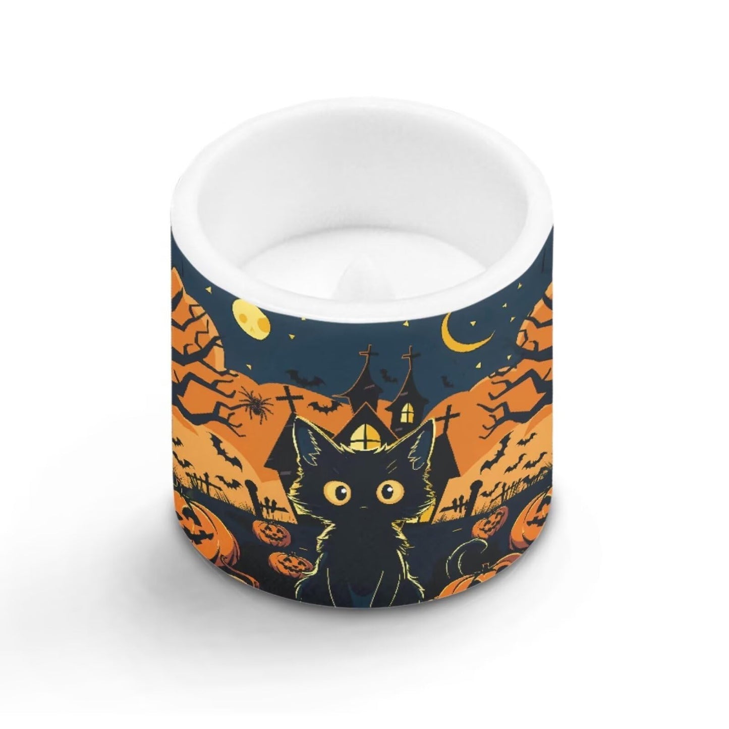 Merkmak Pack of 4 Flameless Candles Halloween Battery Operated Candles with Remote and Timer Flickering LED Elictric Pillar Tealights for Indoor Outdoor Party Decorations, Pumpkin Black Cat