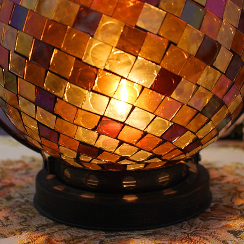 XILIN-1987 Candle Holderss European Mosaic Candle Holder Wrought Iron Glass Candlestick Simple Home Furnishings Decorative Candlestick (Color : C)