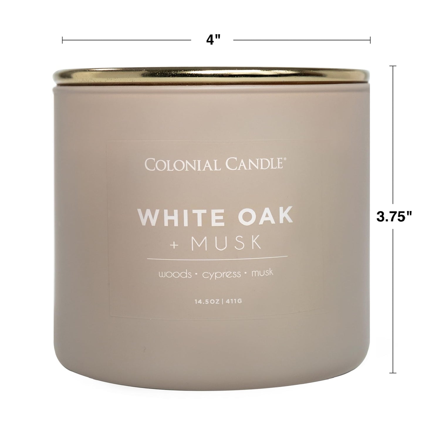 Colonial Candle White Oak & Musk Scented Jar Candle, Pop of Color Collection, 3 Wick, 14.5 oz - Up to 60 Hours Burn