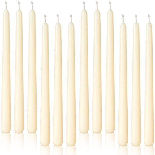 Viyffo Taper Candles, 10 Inch, 12 Pack, Ivory – Unscented, Dripless & Smokeless Design, Up to 8-Hour Burn – Tall Candlesticks for Wedding, Dinner & Home Decor