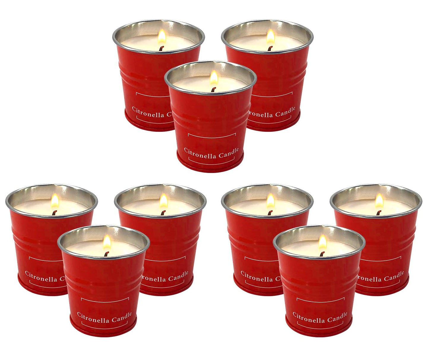 Enhanced Scents Outdoor Citronella Candles, 9 Pack, Red, Repel Scented Candles, Control, 100% Soy, for Patio, Outside, Outdoor Table Decor, Camping Accessories, Home Scented