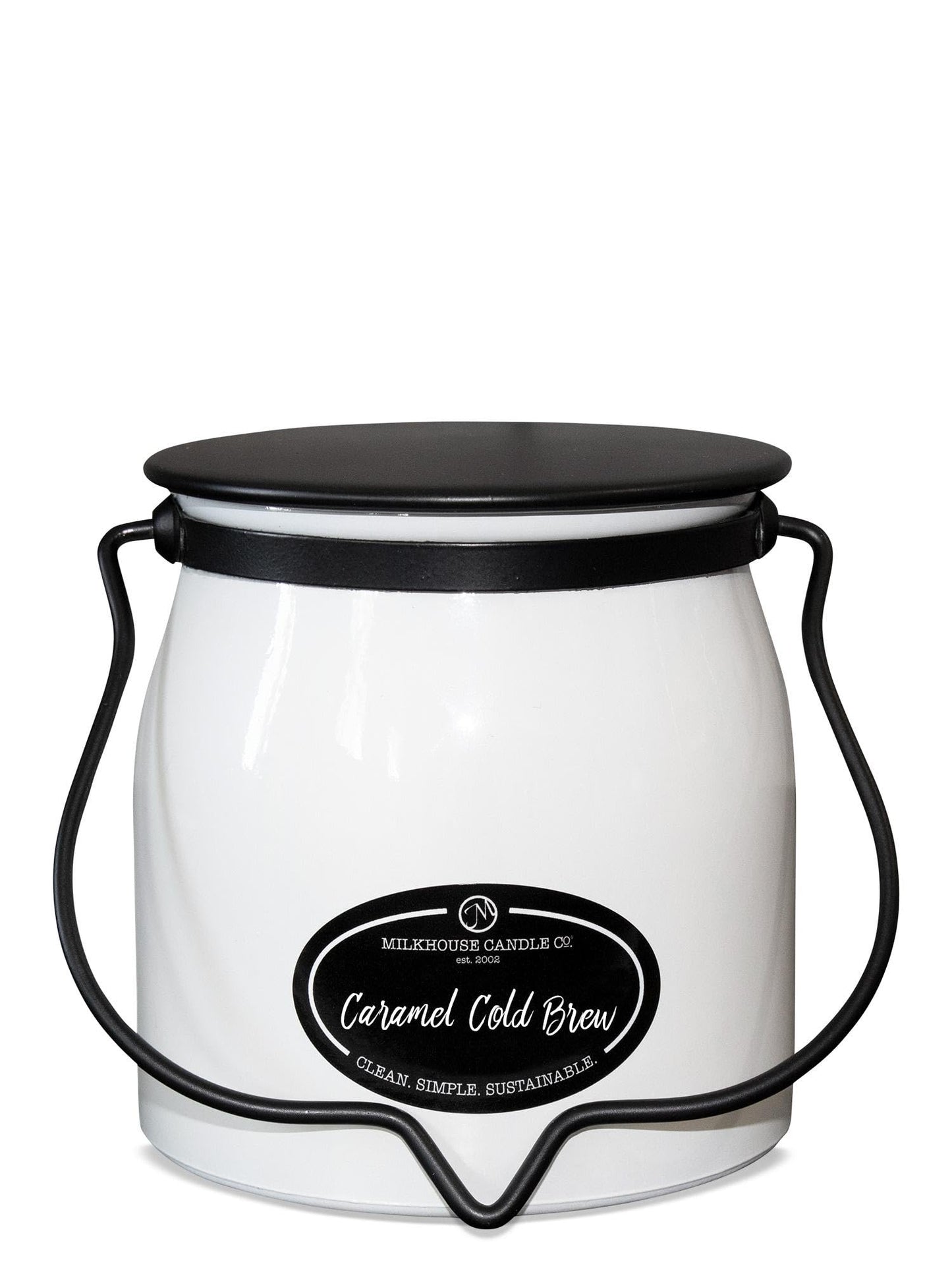 Milkhouse Candle Company Caramel Cold Brew Soy Candle - Cold Brew Coffee | Milk Chocolate | Caramel & Vanilla Scented - 16 oz Butter Jar with Lid, 65+ Hour Burn Time, Made in the USA