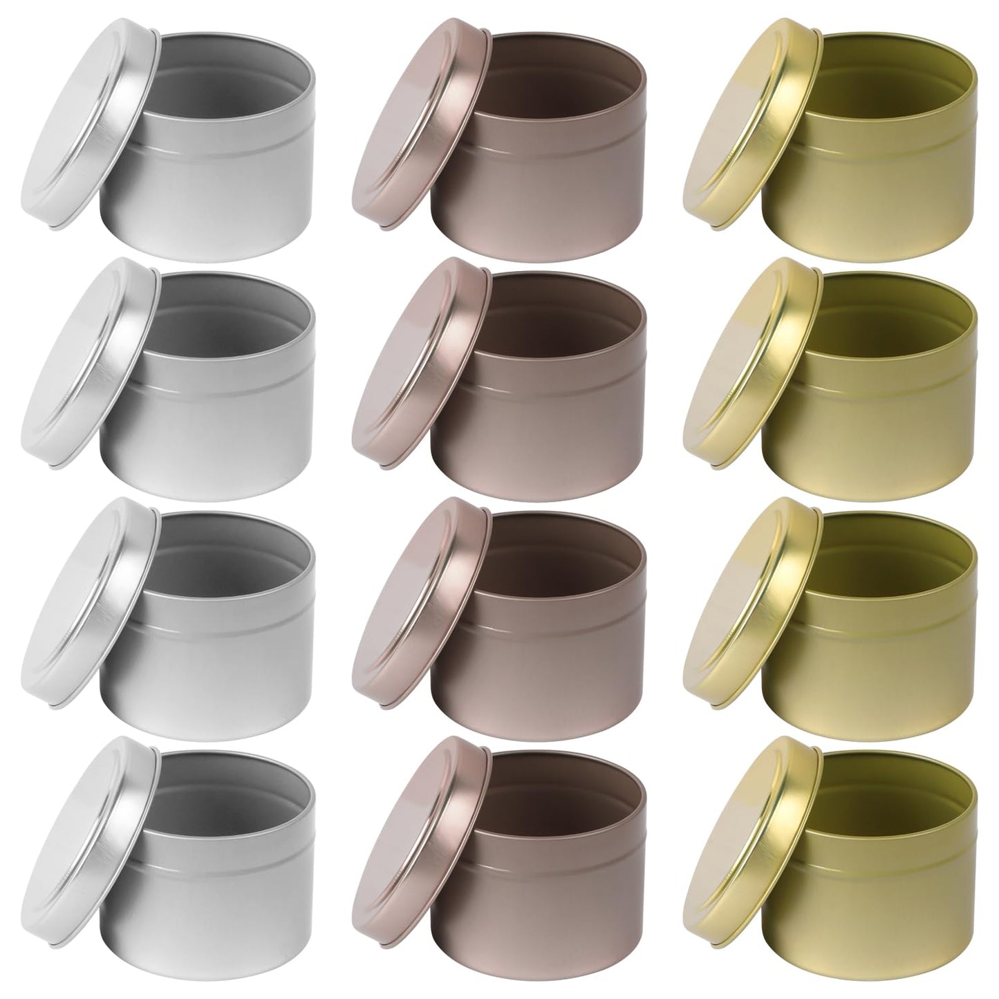 Aunifun 12 Pcs Candle Tins for DIY Candle, Metal Candle Jars Candle Container Tins for Candle Making Supplies Kit Mini Storage Tin Cans 3oz