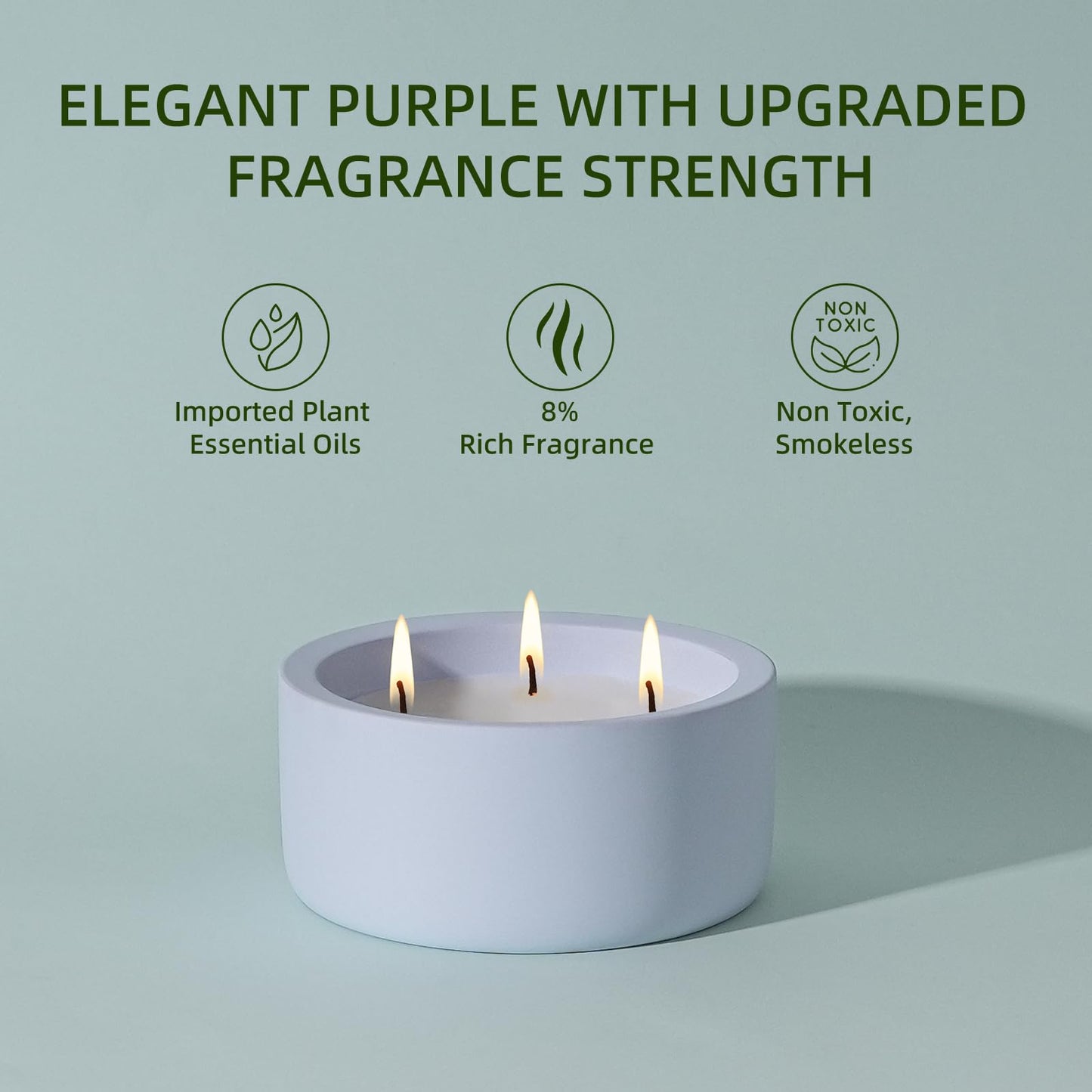 Viyffo Large 20oz Scented Candle - Citronella & Lavender, 3 Wick Non Toxic Soy Candles for Women, Matte Purple Ceramic Jar, Luxury Home Fragrance, Elegant Room Decor & Premium Birthday Gift
