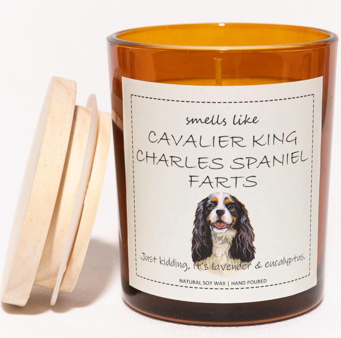 Cavalier King Charles Spaniel Gifts & Decor, King Charles Cavalier Gift, Dog Mom Gifts, Dog Farts Candle - Lavender & Eucalyptus, Crafted by Natural Soy Wax & Natural Essential Oils