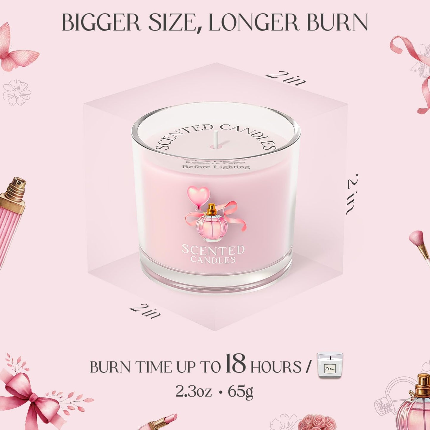 CHILLFLAME Pink Candles, Scented Candle Gift Set for Stress Relief, 3 Votive Candles for Women and Men, Birthday Candle Gifts for Women, Candles Gifts for Women (Pink, 7 oz)