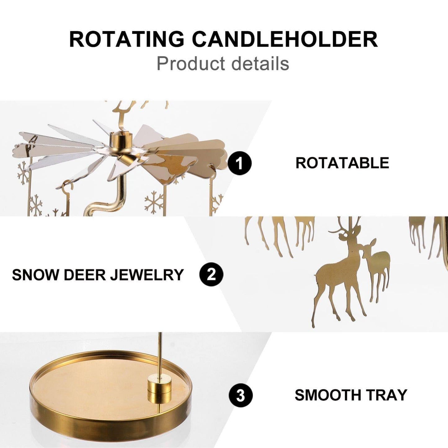 Luxshiny 1pc Romantic Metal Candle Holder Rotating Design for Elegant Table Decor for Home Restaurant Wedding and Holiday Gatherings