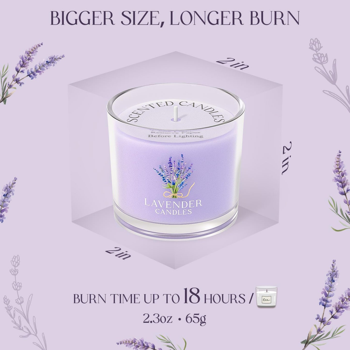 CHILLFLAME Lavender Candle, Scented Candles Gift Set for Stress Relief, 3 Votive Candles for Women and Men, Birthday Candle Gifts for Women, Christmas Candles for Women (Purple, 7 oz)