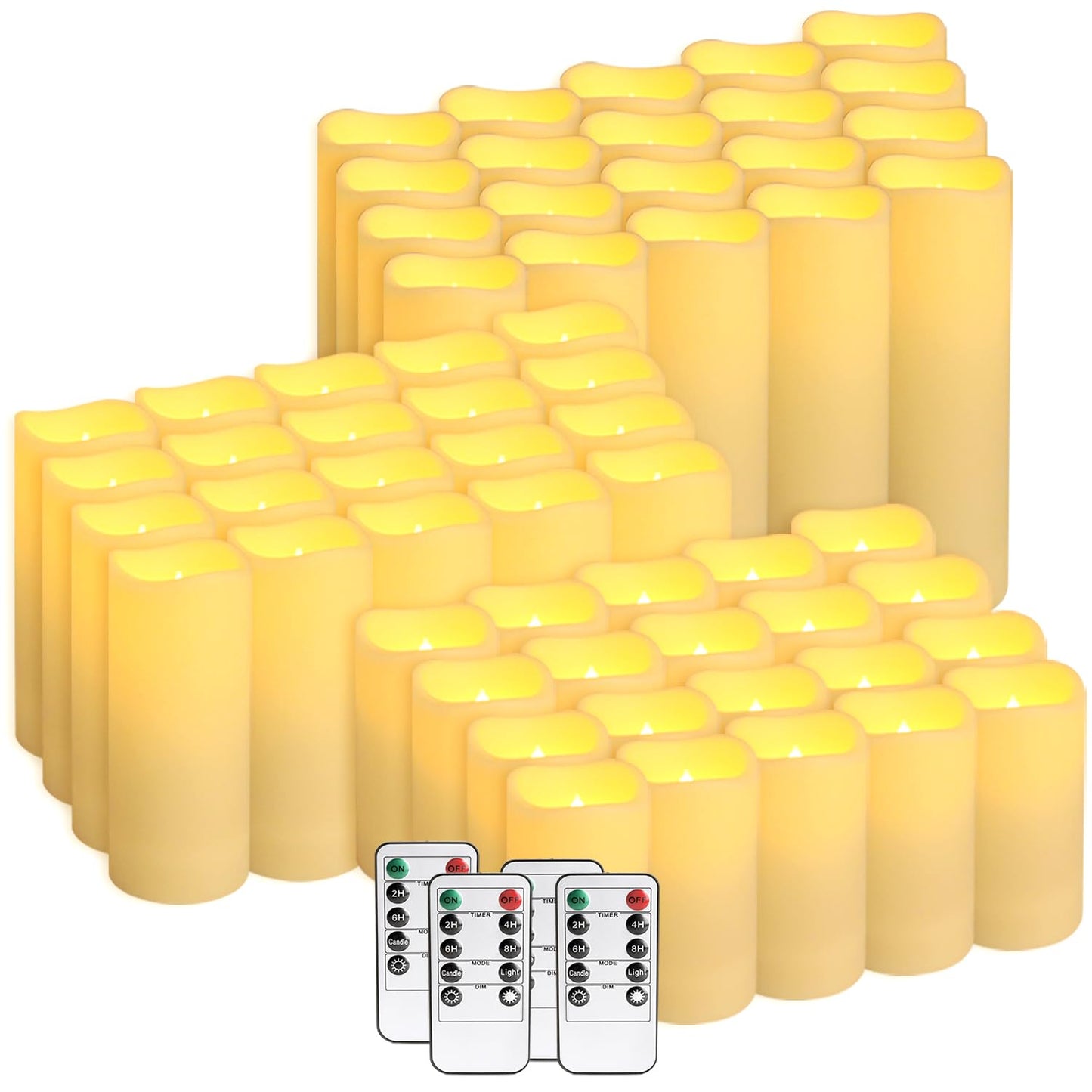 Wfmolcand 48-Pack LED Flameless Candles with Remote Control - Perfect for Home, Parties, and Special Occasions - Create a Magical Ambiance Effortlessly(Three Sizes)