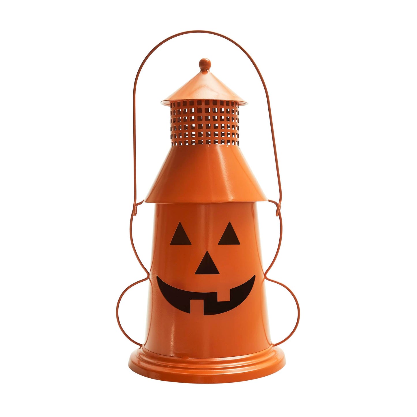 VHC Brands Metal Tealight Holder Halloween Lantern Orange 12x8x6, Kitchen Dining Table Candle Holder, Pumpkin Decor for Fall and Halloween