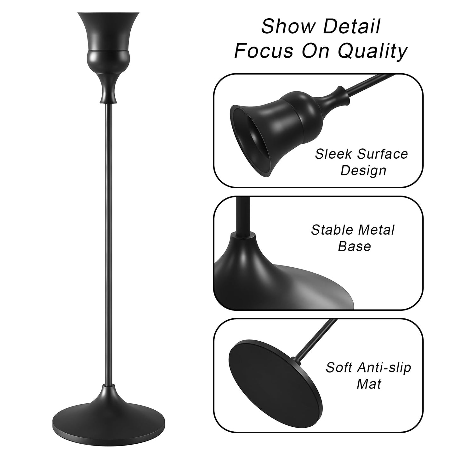 Showin Candlestick Holders Black, 6 Packs Taper Candle Holder for Candlesticks, Candle Sticks Holder Decor for Home Decor