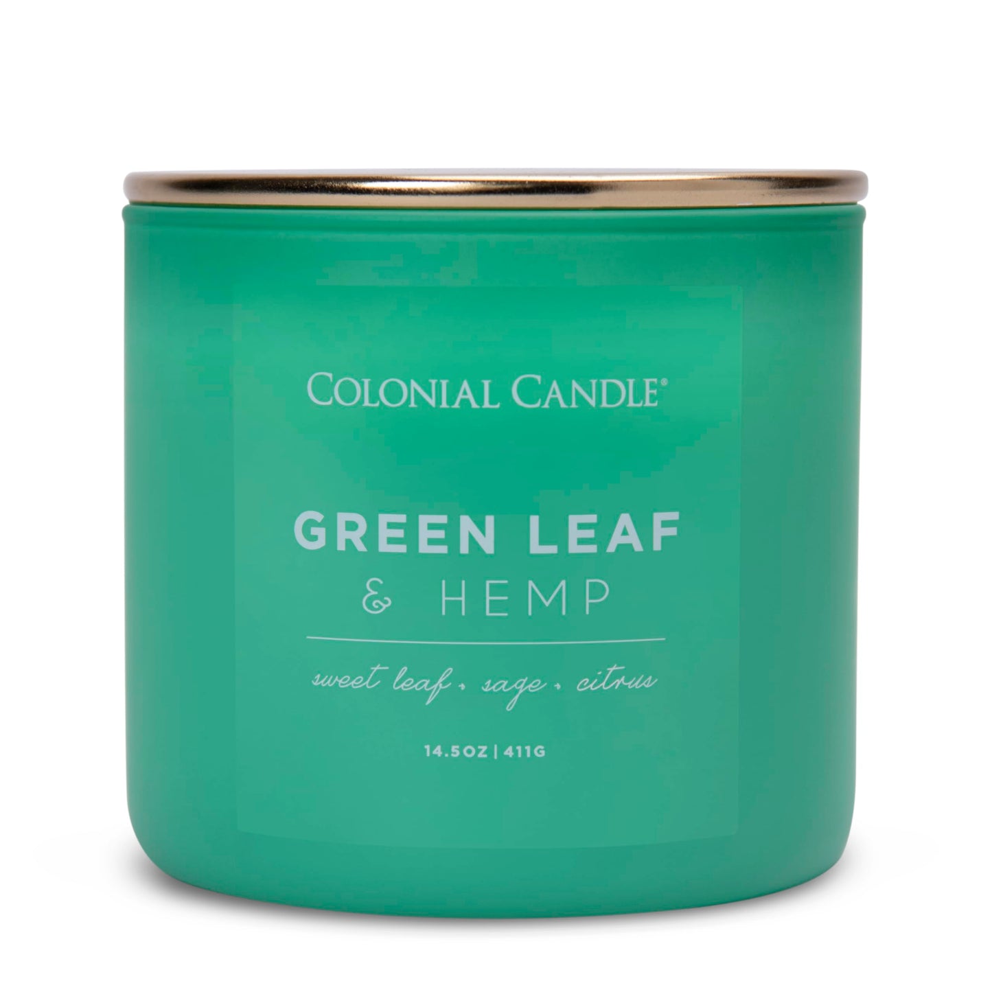 Colonial Candle Green Leaf & Hemp Scented Jar Candle, Pop of Color Collection, 3 Wick, Green, 14.5 oz - Up to 60 Hours Burn