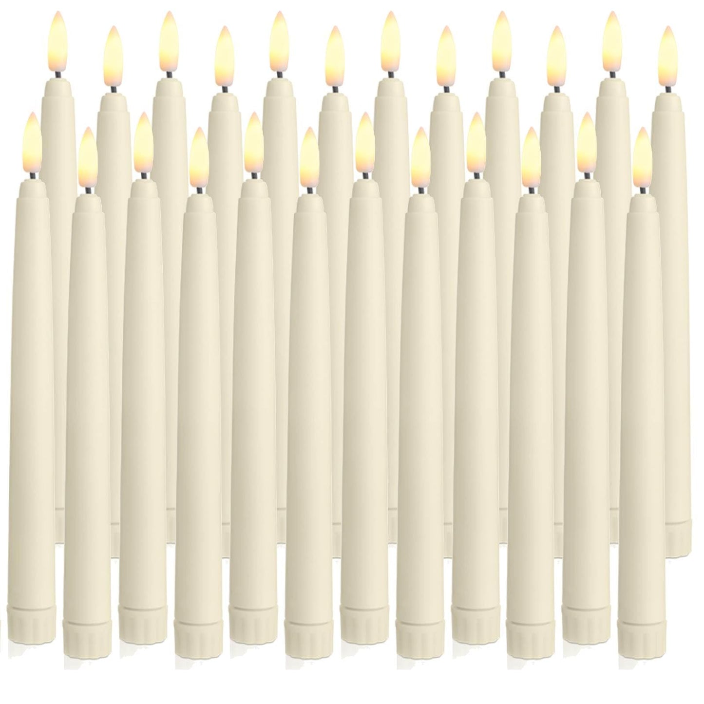 Baquler 24 Pcs Flameless Taper Candles LED Taper Candles Flickering Bulk Ivory LED Candlestick for Easter Wedding Church Halloween Christmas Party Decor Table Centerpiece, 8.5 in, No Batteries