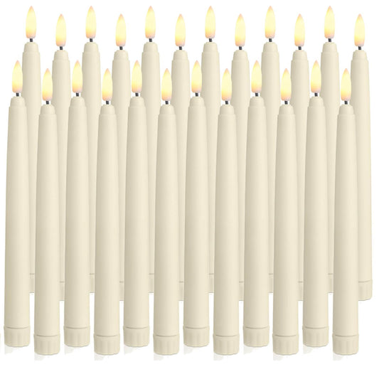Baquler 24 Pcs Flameless Taper Candles LED Taper Candles Flickering Bulk Ivory LED Candlestick for Easter Wedding Church Halloween Christmas Party Decor Table Centerpiece, 8.5 in, No Batteries