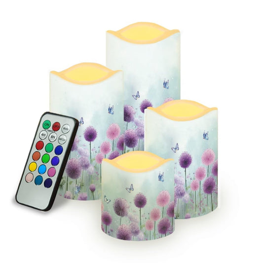 Cozeyat Thistle Dining Table LED Candles Set of 4 Real Wax Battery Powered Flameless with Remote Control Timer Color Changing for Wedding Home Decoration